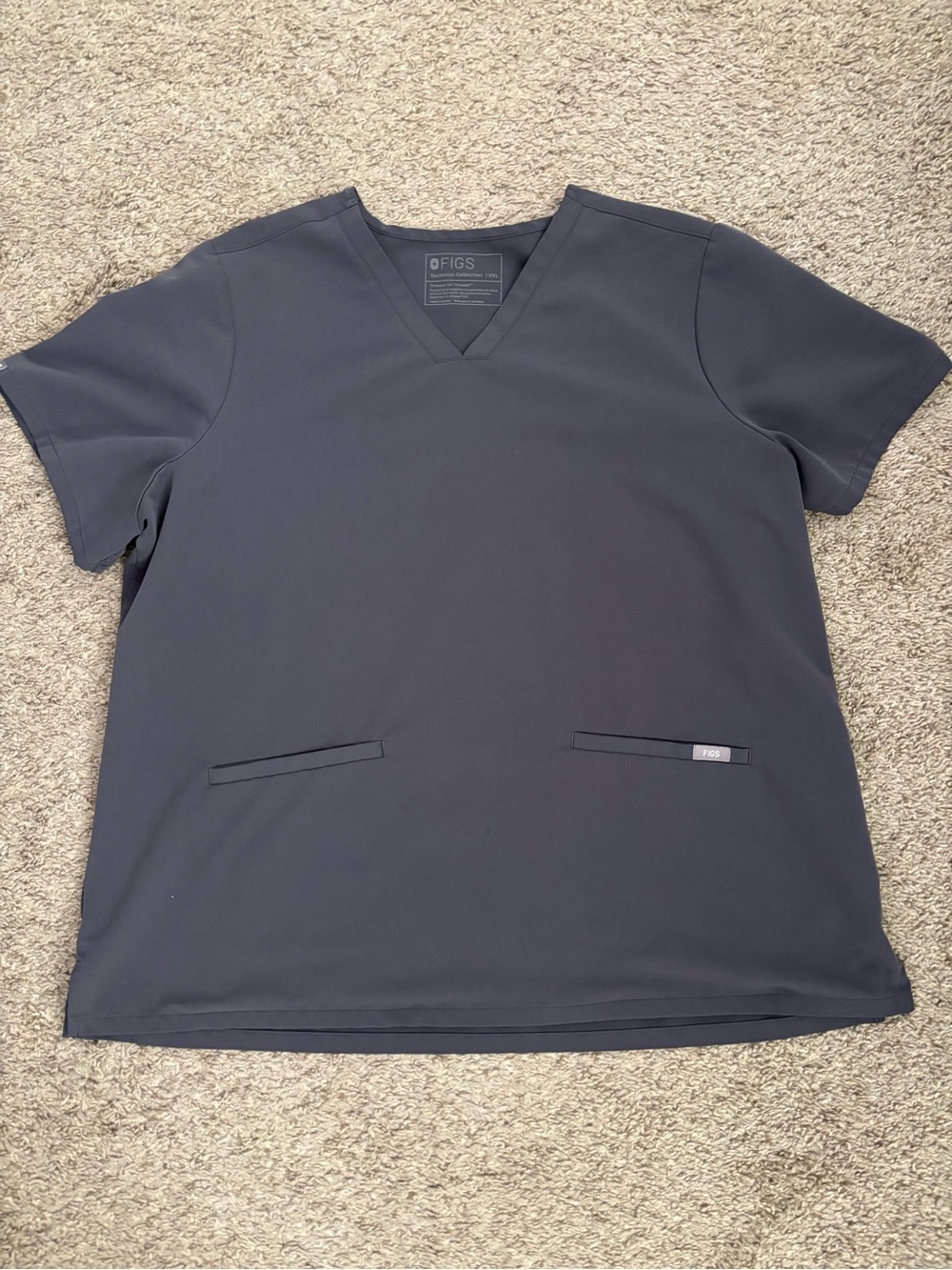 Top & Bottoms- Figs Technical Collection V-Neck Scrub set in Charcoal Gray